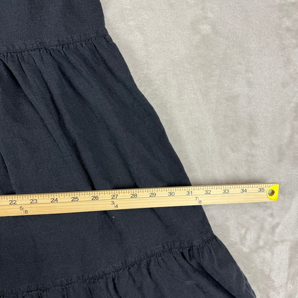 Tommy Bahama Maxi Dress Womens M Black Linen Blend Sundress Tiered Sleeveless - Picture 8 of 12